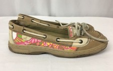 Sperry Topsider Angelfish Size 5 PINK Leather Boat Shoes Floral