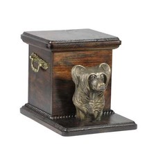 Chinese Crested urn Beautiful wood casket cremation urn for dog's ashes