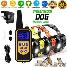 Dog Pet Training Collar Rechargeable Waterproof Electric Shock Anti Bark 3000FT