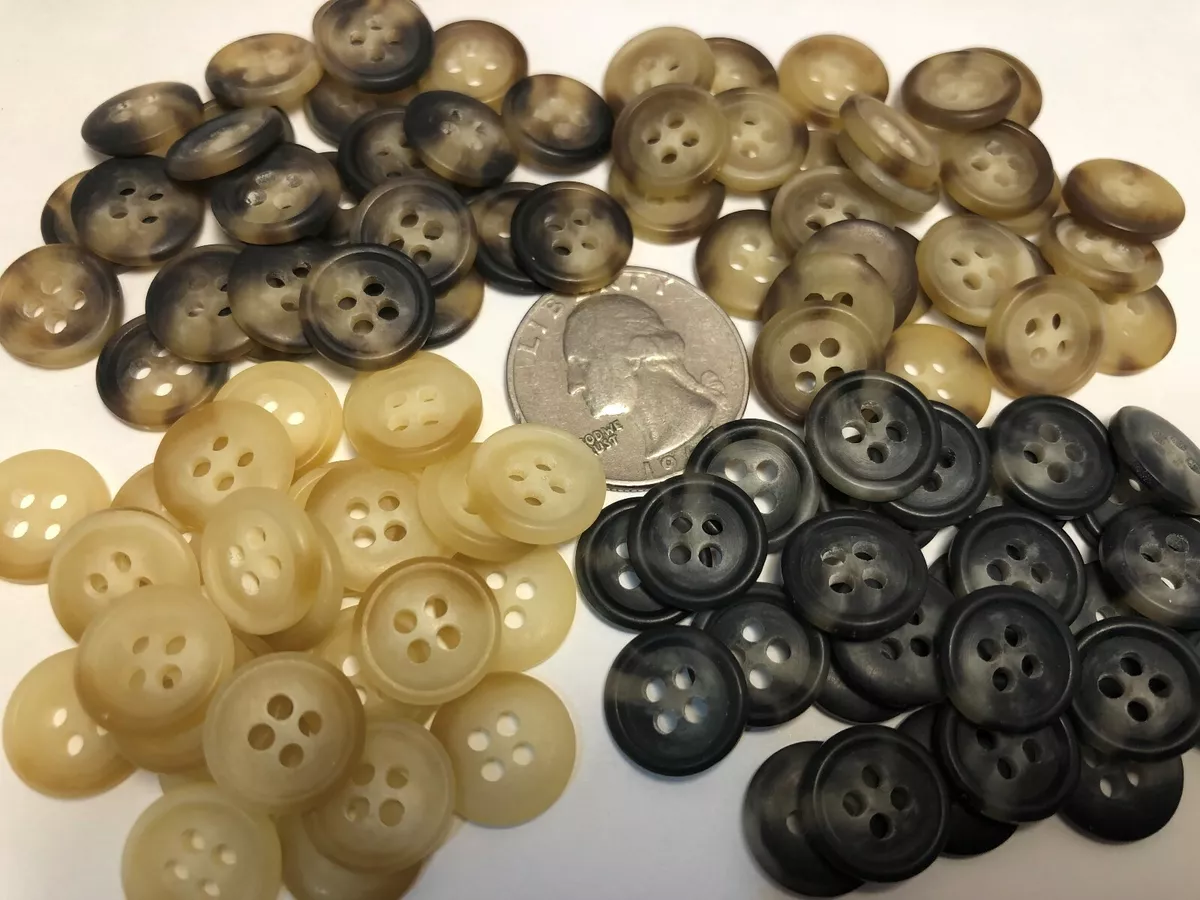 New 100 bulk buttons 1/2 inch size 4 colors to choose  cream/black/gray/browns