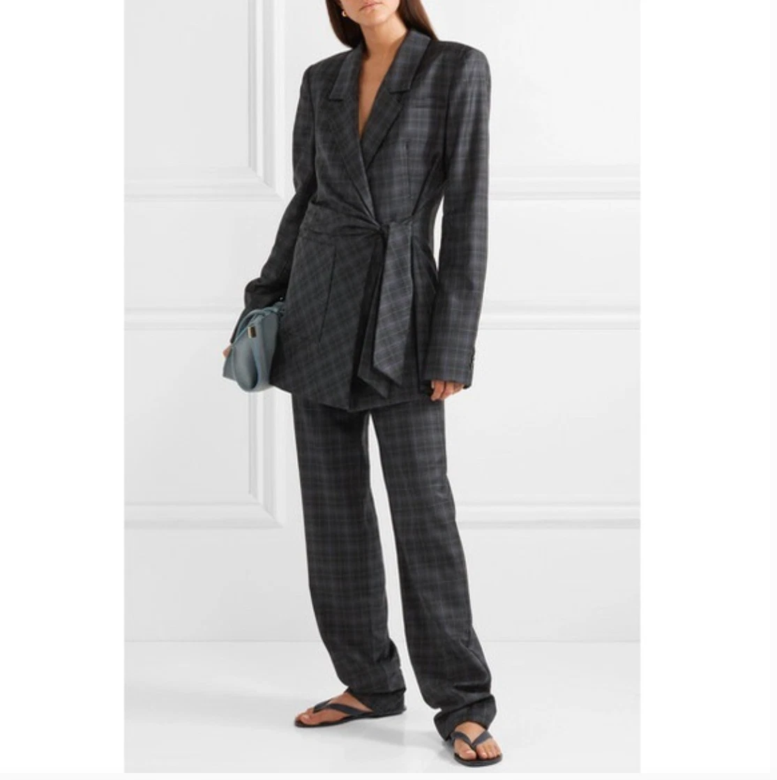 Tibi Marvel Plaid Wrap Front Tie Jacket Blazer Size US 0 eBay
