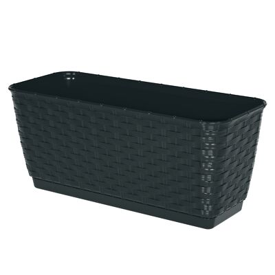 Balkonkasten integrierter Untersetzer Kunststoff anthrazit 40 cm Polyrattan