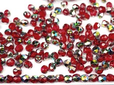 600 Preciosa Czech Glass Fire Polished Round Beads 3mm Light Siam Vitrail coated