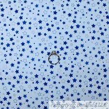 BonEful FABRIC FQ Cotton Quilt White Blue STAR Dot American Flag USA Girl Boy US