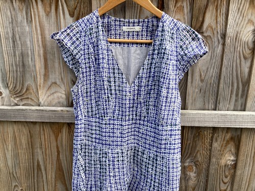 WOMENS SANDWICH BLUE COTTON LONG DRESS UK 10 MEDIUM SLEEVELESS CASUAL ZZ - Picture 4 of 7