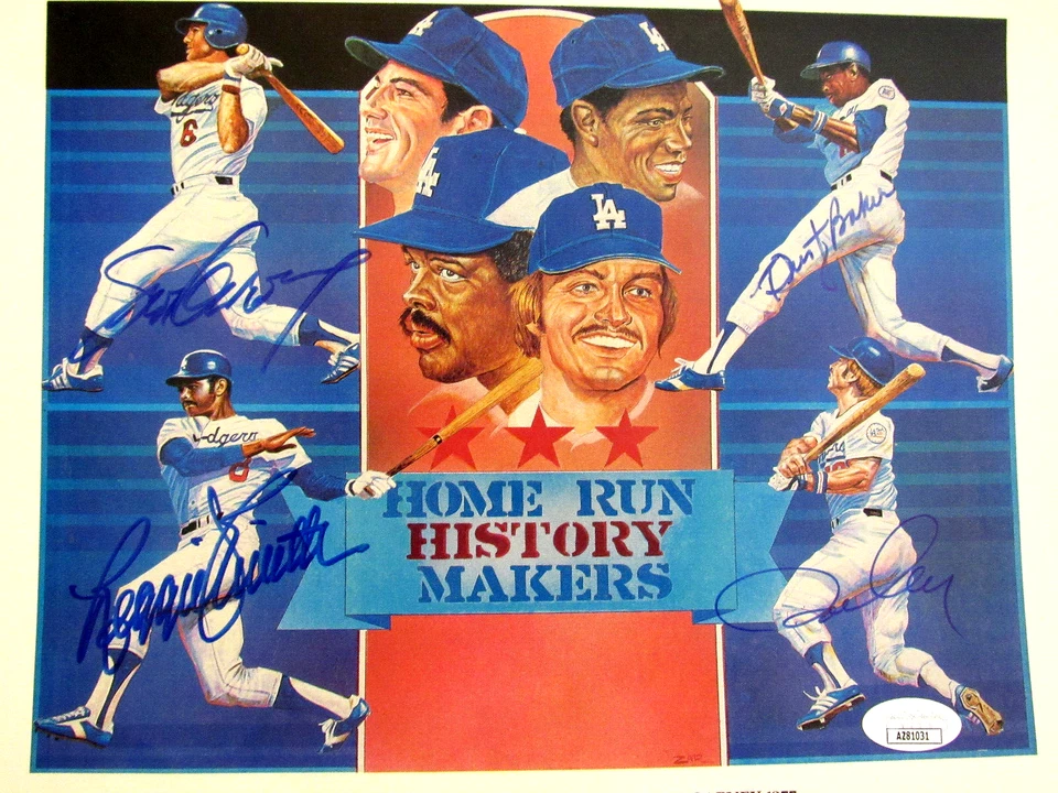 STEVE GARVEY DUSTY BAKER RON CEY SMITH SIGNED AUTO 77 STADIUM GIVEAWAY PHOTO JSA - Image 2 of 4