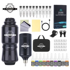 Wireless Tattoo Machine Kit Short Pen For Beginner Coreless Motor 1200mAh Supply