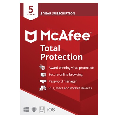 McAfee Total Protection 2025 Antivirus 5 PC Geräte 2 Jahre (KARTE PER POST)