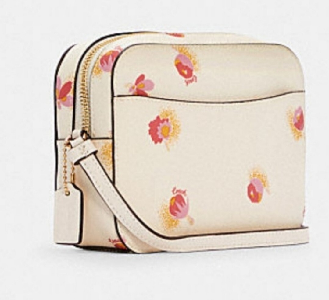 New Coach C6044 Pop Floral Mini Camera bag Leather Chalk multi | eBay
