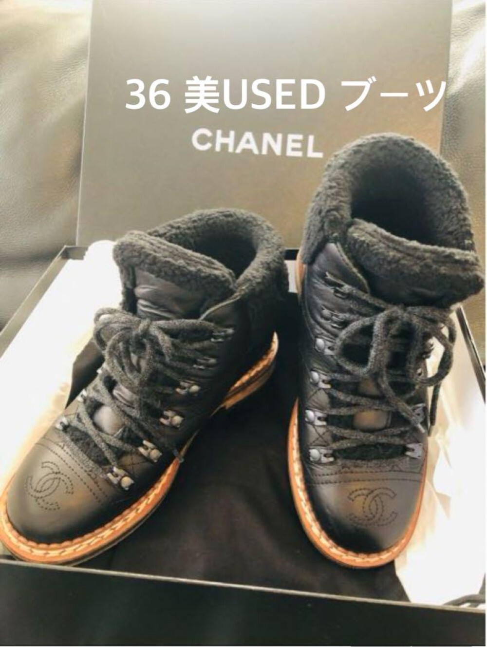 Chanel Short Boots Coco Mark Black Leather Size 36.5 US About6.5 For Women thumbnail 24