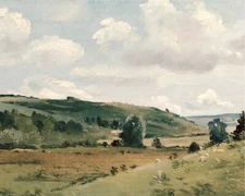 Vintage Country Landscape Painting Giclee Print on Fine Art Paper