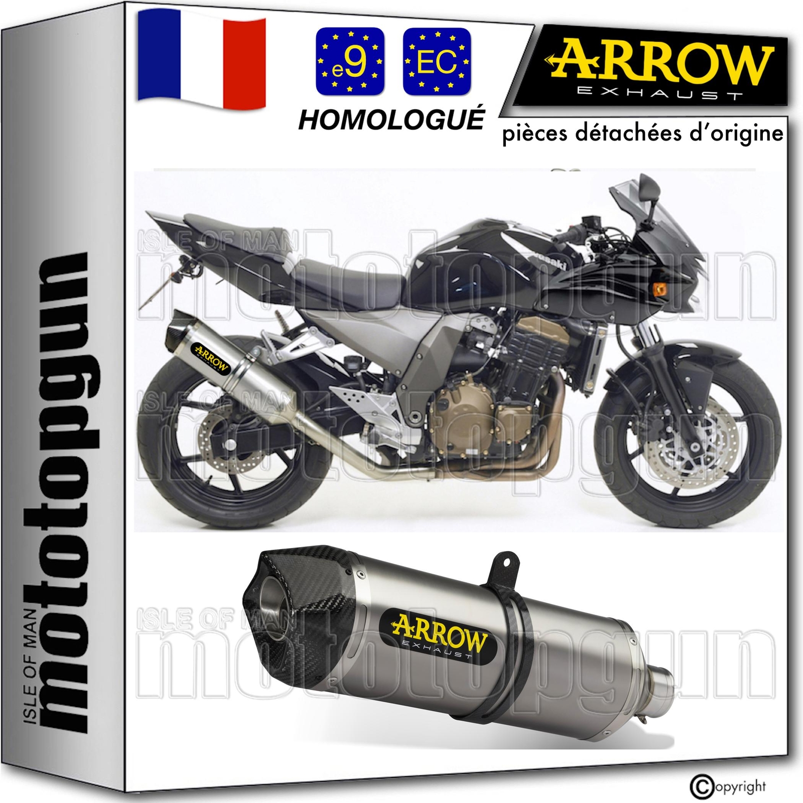Silencieux de haute qualité Arrow Race-Tech carbone pour Kawasaki Z-750S 2005 2006
