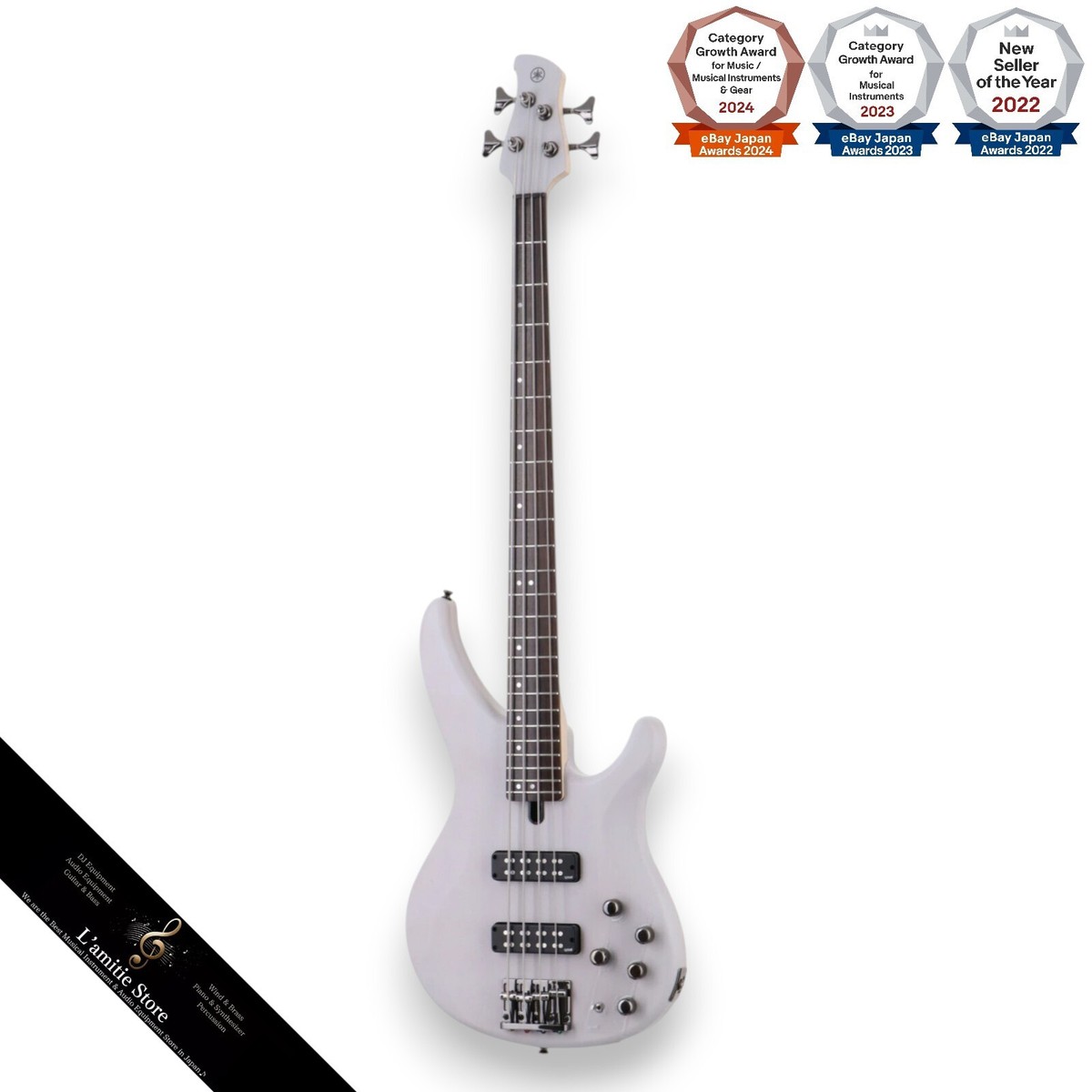 YAMAHA TRBX504 Translucent White 4 String Electric Bass Guitar