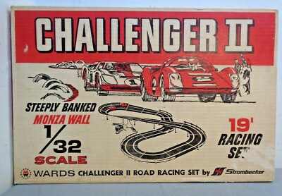 VTG STROMBECKER Challenger 2 Monza 1/32 Scale SLOT CAR RACE SET W/BOX Little Use