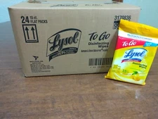 15 ct. LYSOL Disinfecting Wipes - Lemon & Lime Blossom To-Go Flatpack Case Of 24