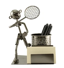 Happy Tennis Player Business Card Holder Desktop Organizer