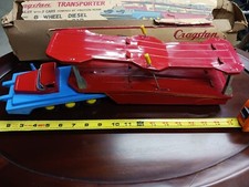 Rare Vintage Cragstan Tin Toy Auto transporter Toy Truck Made In Japan Huge Toy