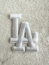 MINI Los Angeles Dodgers L.A. Letters White Jersey Patch Iron on