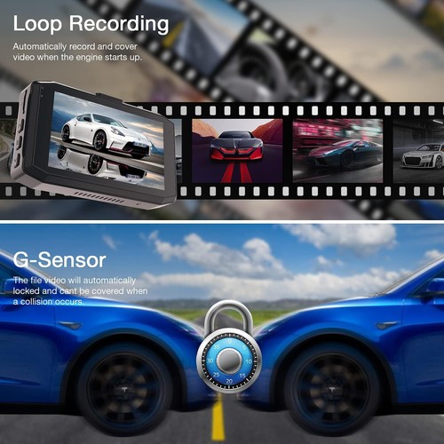 Campark FHD 1080P Dual Lens Dash Cam Front Rear Car Camera Night Vision WDR - Picture 5 of 8