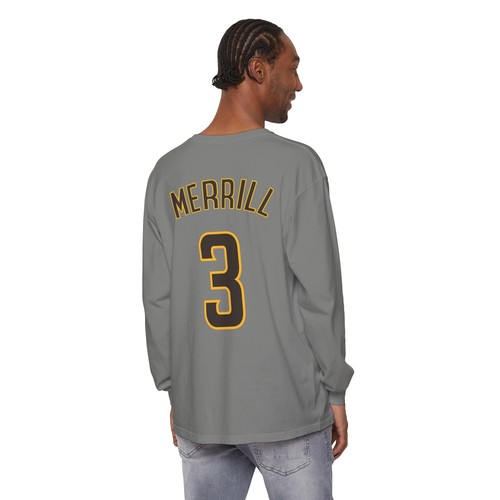 Jackson Merrill Jersey 2 Side Padres 100% Ring Spun Cotton Long Sleeve T-Shirt - Picture 17 of 17