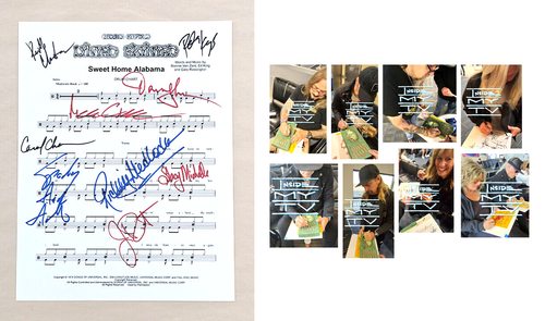 LYNYRD SKYNYRD signed 8.5x11" cardstock page Johnny Van Zant RICKEY MEDLOCKE +7 - Picture 1 of 16