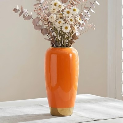 Vase orange en céramique,11.8 pouces, vase décoratif Pour Salon,Bureau, Maria...