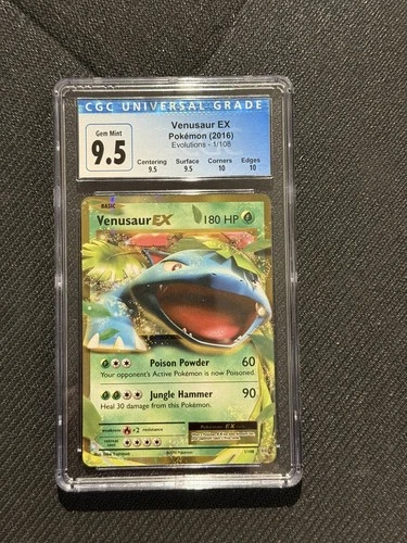 Pokemon Venusaur EX 1/108 2016 Evolutions Holo GEM MINT CGC 10 Blue Label CGC9.5