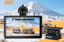 Magnetic Solar Wireless 1080P Backup Camera BSD for RV/Truck /SUV 5" Monitor DVR