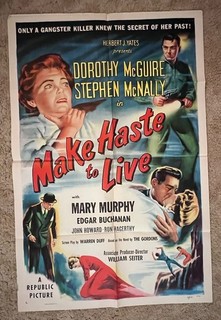 Make Haste to Live 1954 Movie Poster 27x41 Film Noir Dorothy Maguire