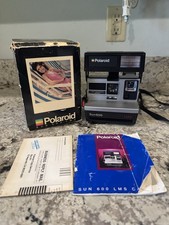 VTG Polaroid 600 LMS Instant Film Camera W/ Box, Instructions, Strap TESTED EUC
