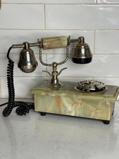 Vtg Marble Onyx Alabaster Rotary Telephone Dial Phone .