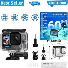 60M/196FT Waterproof Case for Go Pro Hero 13/12/11/10/9 Black, Protective Und...