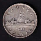 Canada 1947 $1 One Silver Dollar Coin King George VI .800 Silver EF Blunt 7