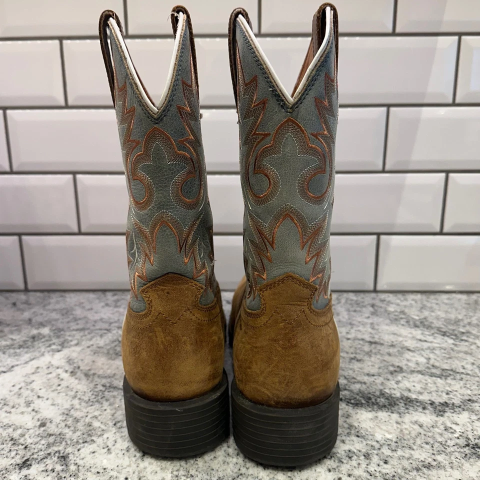 Cody James 男式方头牛仔靴棕褐色皮革西部缝线 11D — 第 4/4 张图片