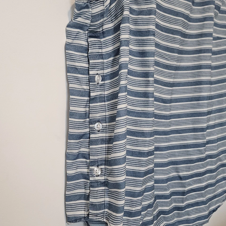 Camiseta sin mangas Sharagano azul y blanco a rayas sin mangas con botones laterales para mujer XL Foto 3 de 4