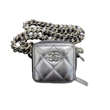 CHANEL Coco Punk Cube Shoulder Bag Lambskin Silver Hardware Dust Bag Box #OK2580