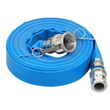 Blue 1-1/4" x 50FT PVC Irrigation Discharge Hose W/Aluminum Connectors for Pools