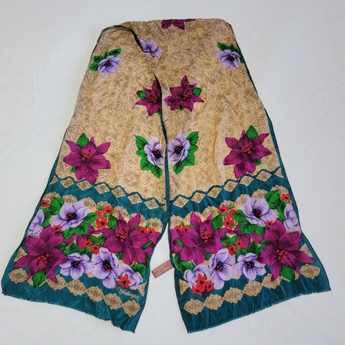 Vintage Worthington 100% Silk Scarf Neck Wrap 54"/11" Multicolor Floral Print, $15 - Photo 2