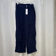 NWT $138 LILLY PULITZER SZ M  DERI LINEN PALAZZO PANTS TRUE NAVY WOMENS LAGOON