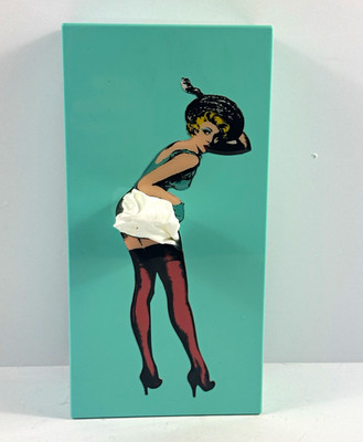SPEXTRUM Tissue UP Girl Pin-Up Pop Art Tissue Box Cover Plastic 11x4.5 Blue