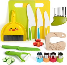 Kids Kitchen Knife Set 15 Pcs BPA Free Montessori Cooking Tools for Toddlers