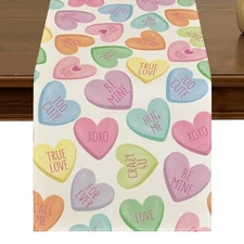 Valentine's Day Ture Love Heart Table Runner 13x72 Inch Kitchen Dining Style C