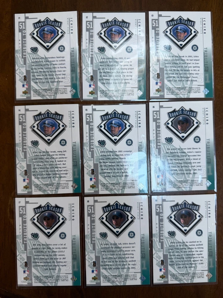 2001 UPPER DECK ICHIRO TRIBUTE TO 51 全套 25 张卡 — 第 2/4 张图片