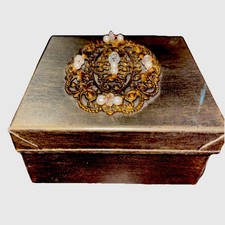 Unique Jeweled Gift Box All Metal Signed E Blome W/ Saying For Special Gift