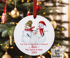 Our First Christmas as a Family of Three Christmas Ornament 2025 Personalized Gi