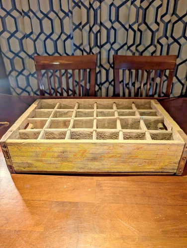 Vintage Yellow Wooden Wood 24 Bottle Coca-Cola Coke Crate