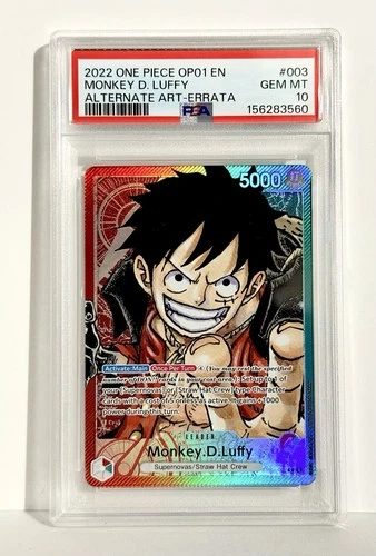 2022 One Piece Romance Dawn Monkey.D.Luffy Alternate Art Errata #OP01-003 PSA 10