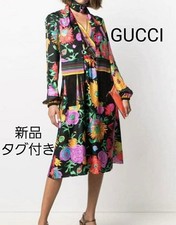 Gucci Floral Long Dress Epilogue Collection Black Multi Color Size M