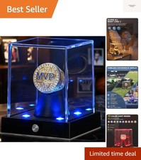Cordless LED Championship Ring Display Case, Clear Acrylic Single Ring Holder...