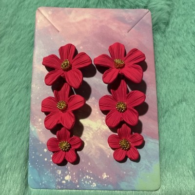 Stylish Pink Metal Flower  Earrings. Unique, Party, Cute, Festive, Casual